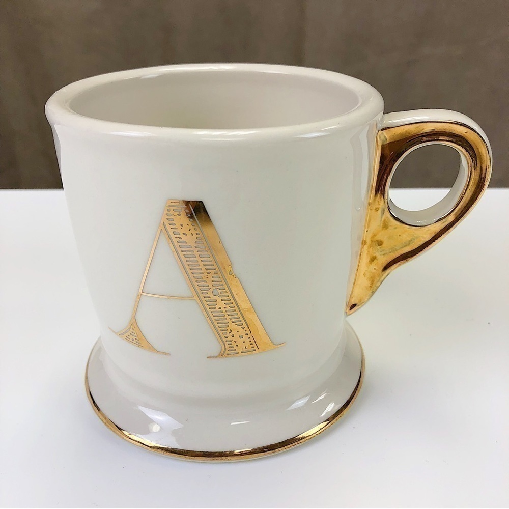 Anthropologie Gold Monogram Letter Mug Letter A